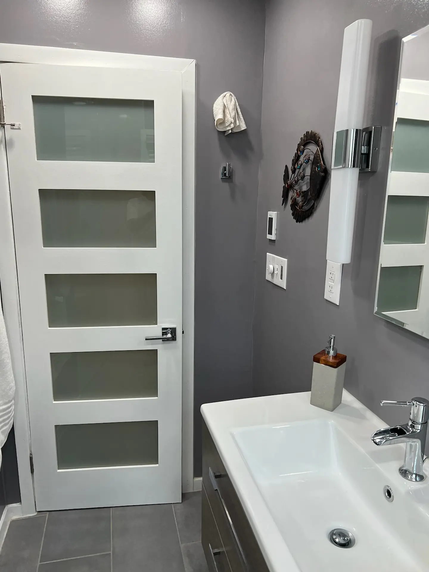 Frosted glass door & vanity