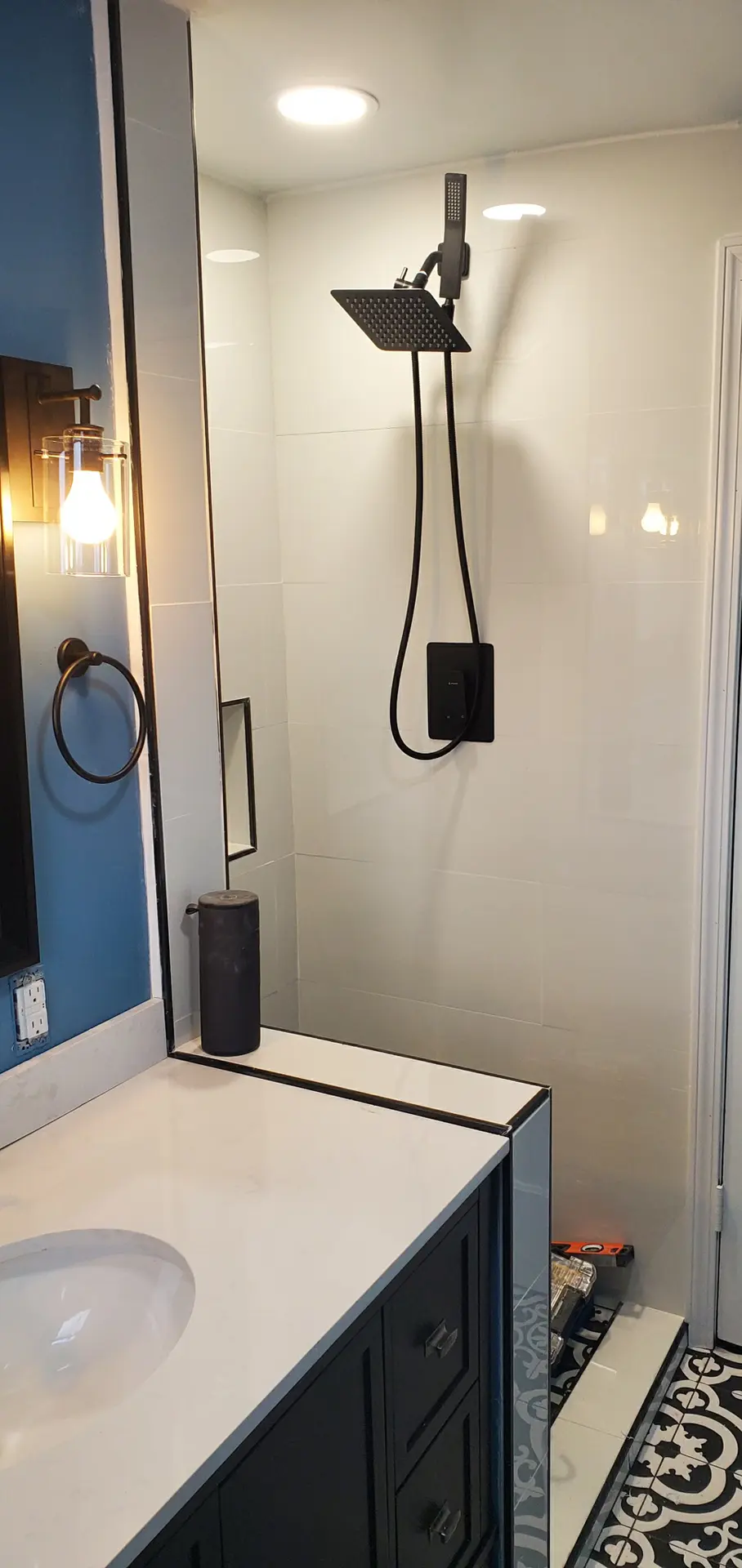 Matte black rain shower build